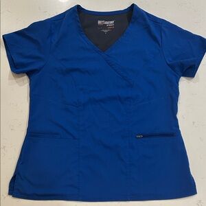 Grey's Anatomy Royal Blue Short Scrub Top sz L